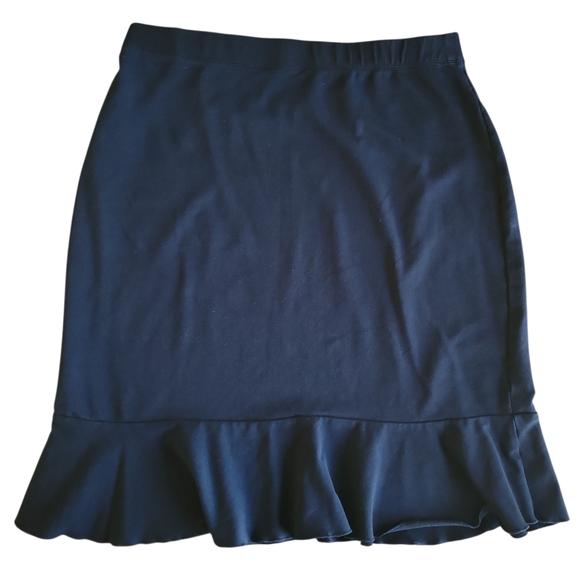 Madison Hill Women's Black Pencil Skirt with Ruffle Trim - Size L - Picture 1 of 6